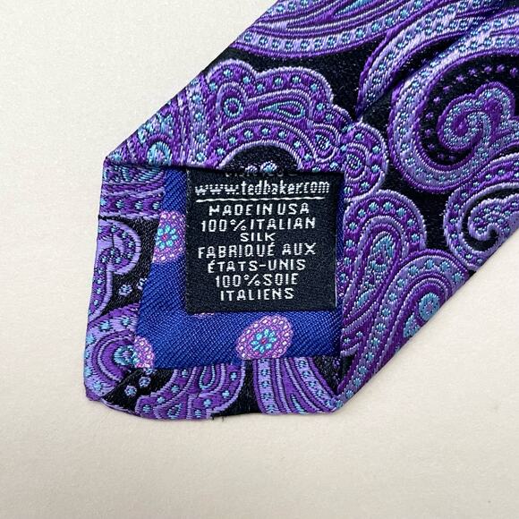 Ted Baker LONDON Persian Carnival Purple Italian Silk Tie - Picture 5 of 6